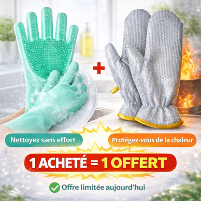 Pack Gants 2-en-1 Cuisine Pro. (silicone et aluminium) Le Duo parfait