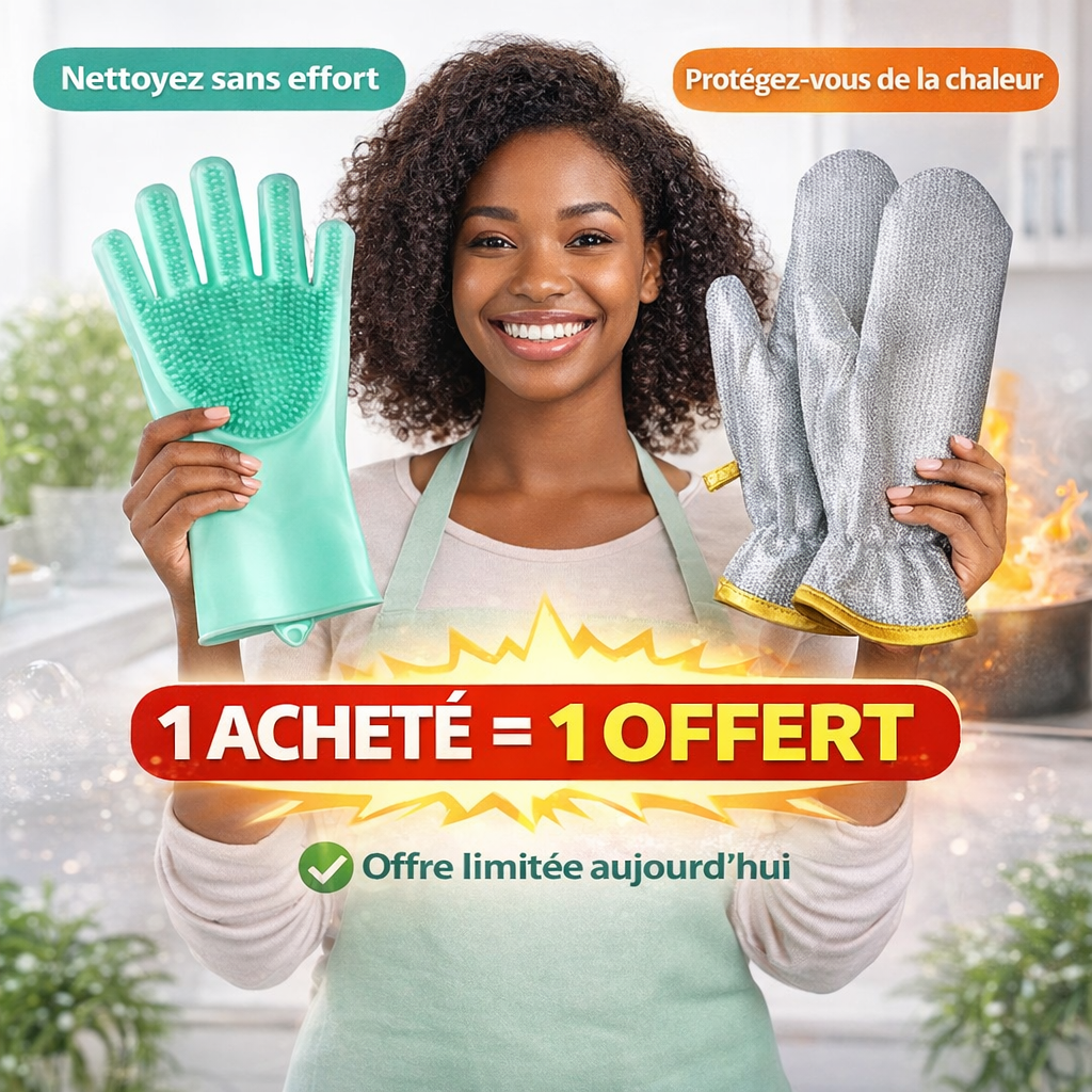 Pack Gants 2-en-1 Cuisine Pro. (silicone et aluminium) Le Duo parfait