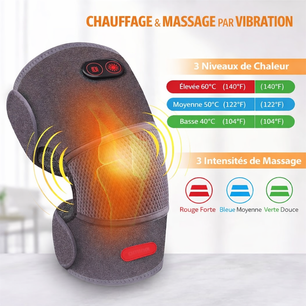 Genouillère chauffante avec massage par vibration – Grise
